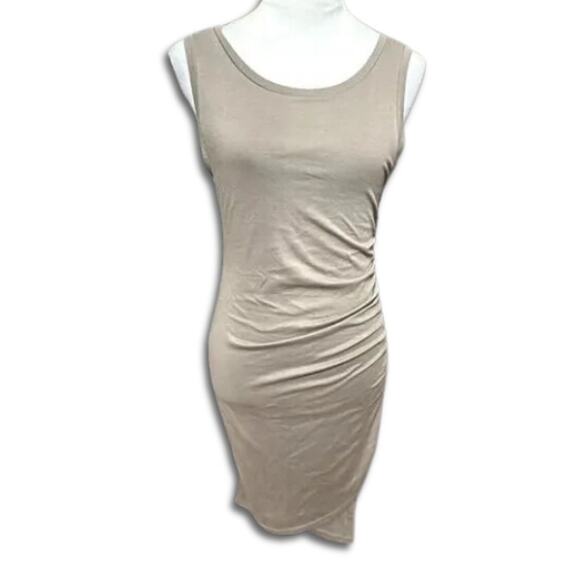 Treasure & Bond Bodycon Midi Dress Draped Knit Fabric Brown Heathered Small NWOT - Picture 1 of 8